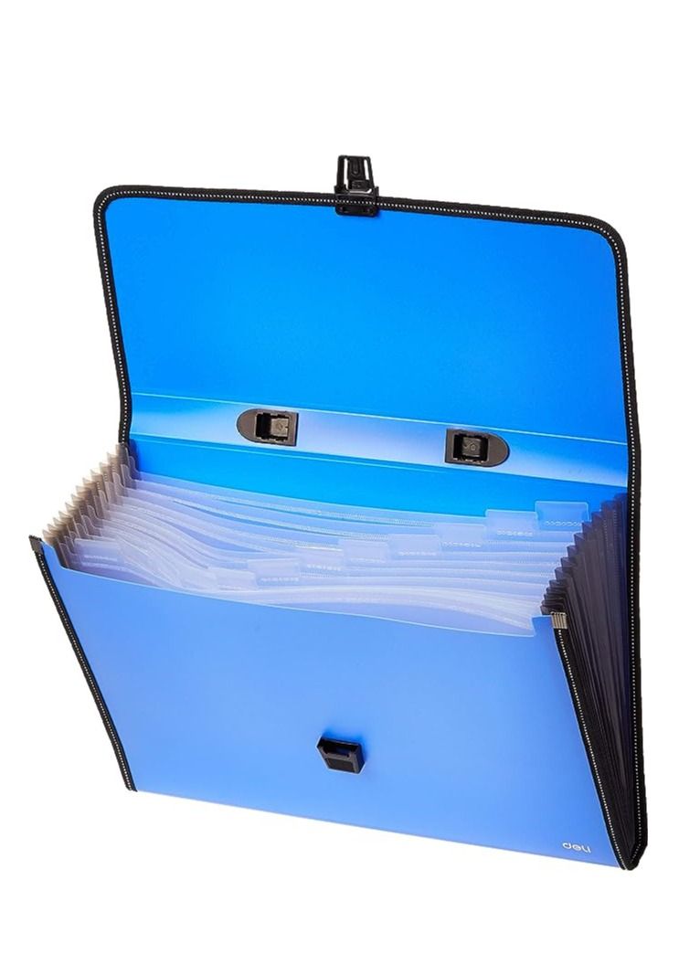 Deli ملف توسيع B4 مكون من 13 جيبًا باللون الأزرق - Image 2
