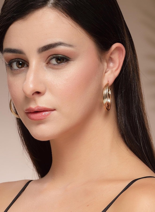 Karatcart Bohey by KARATCART Set of 9 Gold-Plated Multi-Design Stud and Hoop Earrings for Women - Image 5