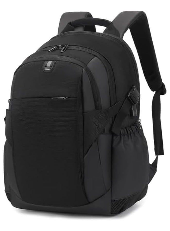 Rahala Laptop Bag Expandable Backpack for 15.6 inch LapotpTravel Backpack Water-resistant Business School Backpack with USB RAL2201 Black  - Image 1