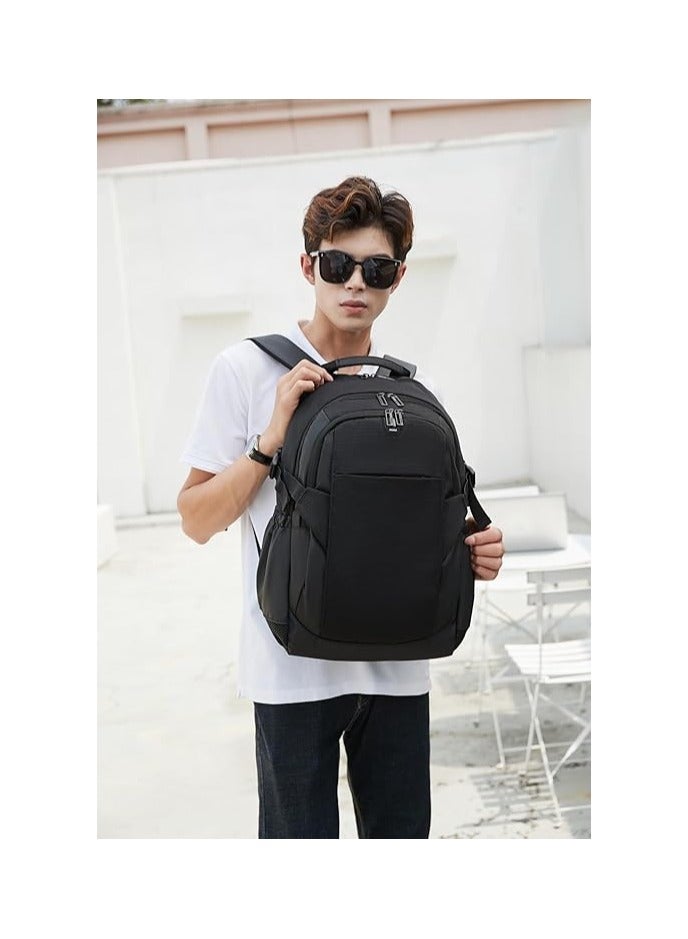 Rahala Laptop Bag Expandable Backpack for 15.6 inch LapotpTravel Backpack Water-resistant Business School Backpack with USB RAL2201 Black  - Image 3