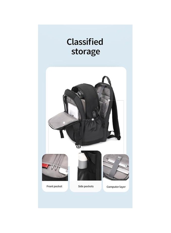 Rahala Laptop Bag Expandable Backpack for 15.6 inch LapotpTravel Backpack Water-resistant Business School Backpack with USB RAL2201 Black  - Image 5