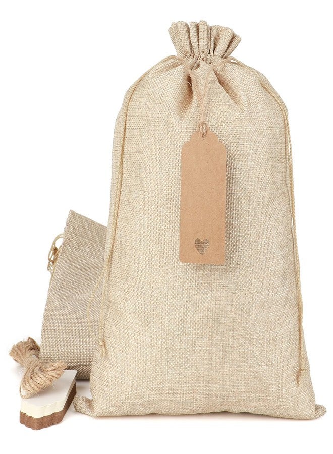 Tapleap Burlap Gift Bags with Drawstring, 30Pcs 10x14 Sacks in Bulk for Wrapping Summer Vacation Favors, Wooden Cross, For Birthday, Wedding, Church - Image 1