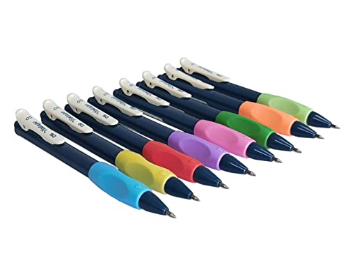 OSteed Ergonomic Pencil Grips Silicone 8 Pcs for Kids and Adults Handwriting, Gel Pen Grips with 3 Concaves, 1 Pack 4 Colors - Image 5
