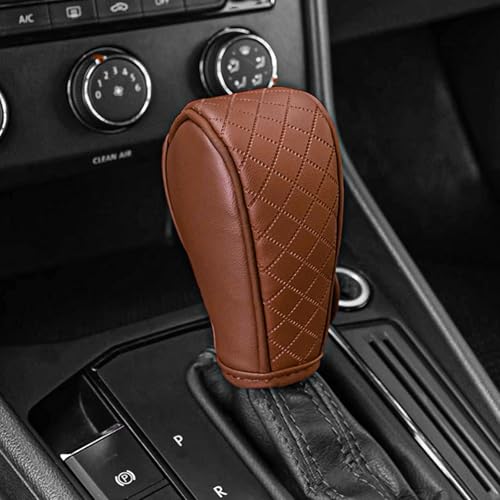 QKYS Leather Car Gear Shift Knob Cover Upgraded AntiSlip Design Stick Shift Knob Cover Universal Durable Car Decorative Accessories Shifter Stick Protector Suitable for CarsTrucksSUVs CaBn - Image 1