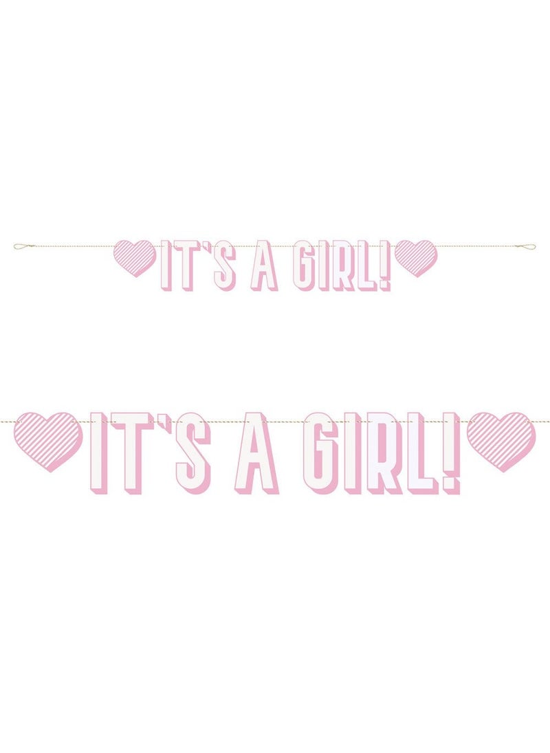 يونيك لافتة إكليل فتاة وردية اللون على شكل قلوب من الورق الأبيض بطول 152 سم