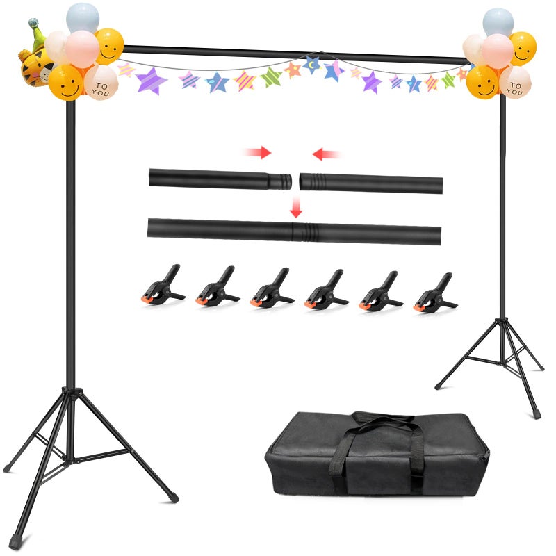 Hemmotop Photo Backdrop Stand, 10x7ft (WxH) Background Stand for Photoshoot, Backdrops Support kit with Carry Bag for Parties, Photography, Projector Screen, Wedding, Decoration, Balloons - Image 1