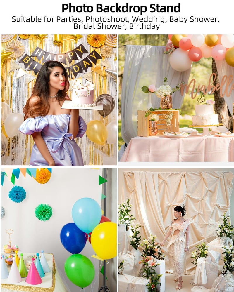 Hemmotop Photo Backdrop Stand, 10x7ft (WxH) Background Stand for Photoshoot, Backdrops Support kit with Carry Bag for Parties, Photography, Projector Screen, Wedding, Decoration, Balloons - Image 3