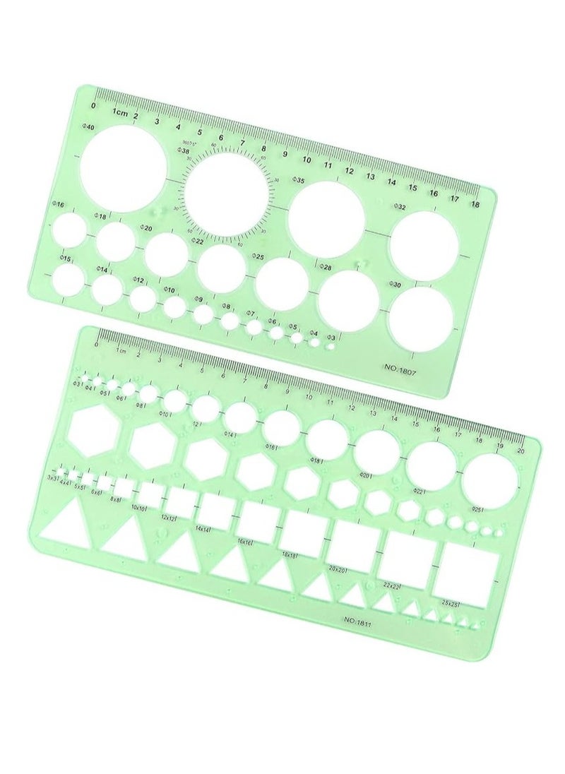 Generic - 2 Pack Circle Template Measuring Geometry Ruler Geometric Drawings Stencils Rulers Scale Drafting Digital Drawing Set for Office and School Building Formwork Drawings Templates - Image 1