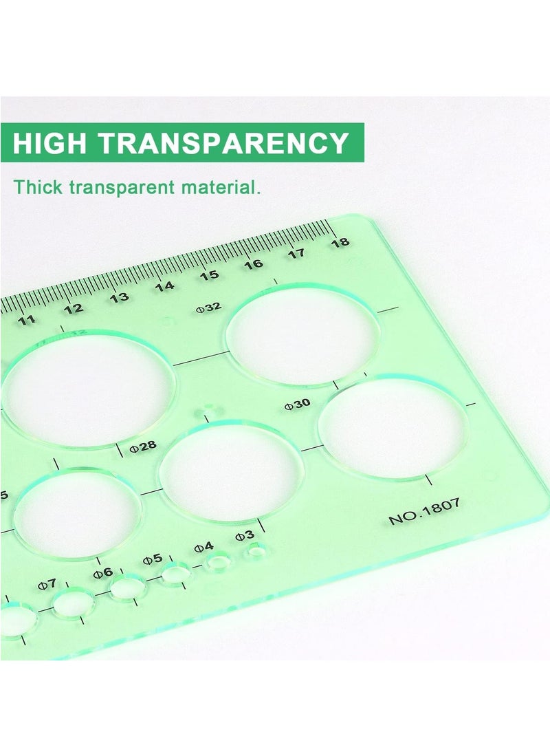 Generic - 2 Pack Circle Template Measuring Geometry Ruler Geometric Drawings Stencils Rulers Scale Drafting Digital Drawing Set for Office and School Building Formwork Drawings Templates - Image 1