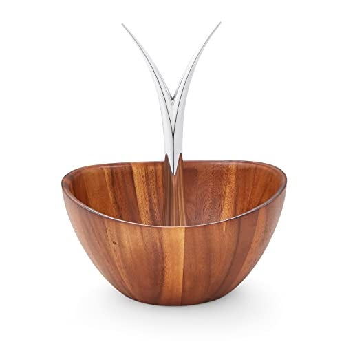 nambe Fruit Tree Bowl | Fruit Basket with Banana Hanger | Large Decorative Wooden Fruit Bowl for Kitchen Counter or Centerpiece Table Décor | Made of Acacia Wood and Metal Alloy | 12-Inch - Image 1