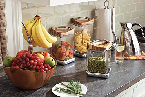 nambe Fruit Tree Bowl | Fruit Basket with Banana Hanger | Large Decorative Wooden Fruit Bowl for Kitchen Counter or Centerpiece Table Décor | Made of Acacia Wood and Metal Alloy | 12-Inch - Image 5