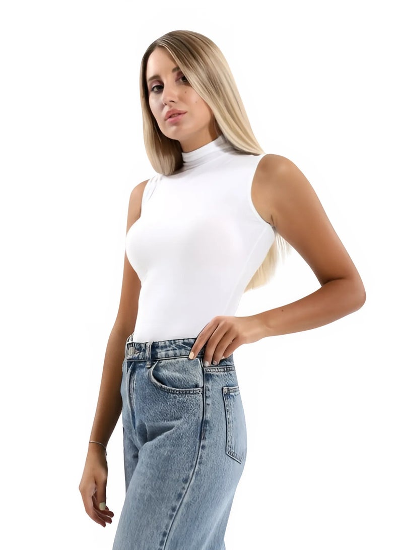 COTTONIL Body Neck Cut Top Cotton Lycra For Women  - Image 2