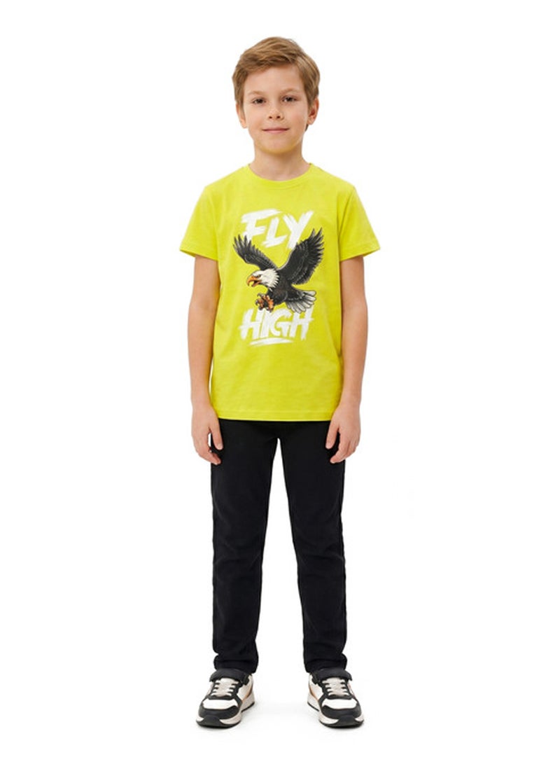 Andora "Fly High" Printed Regular Fit Boys T-Shirt - Yellow - Image 1