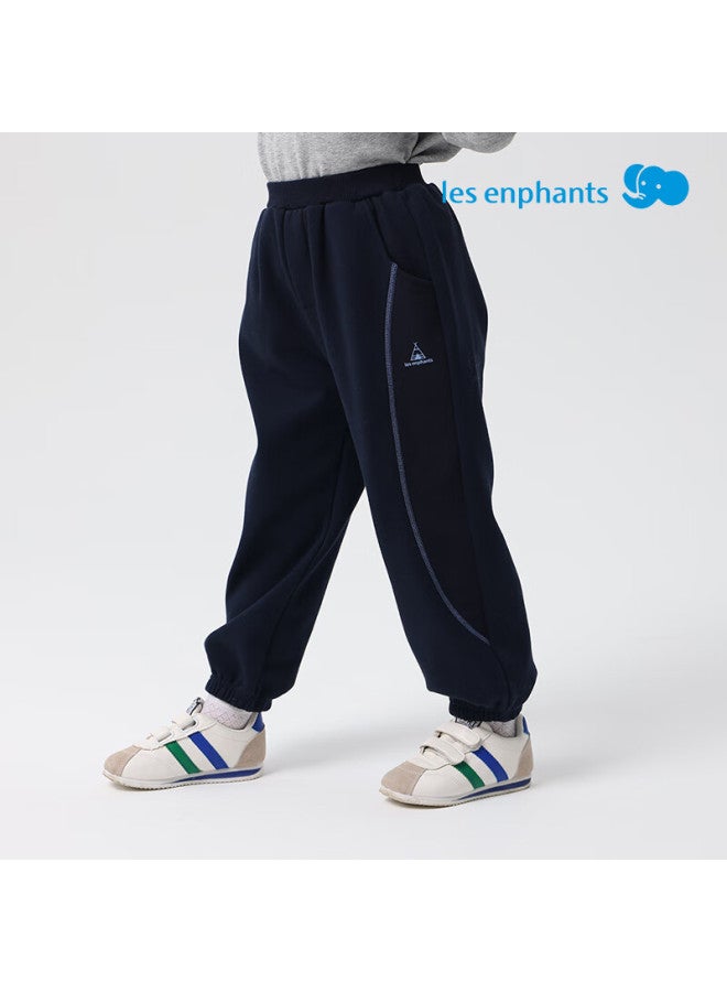 Les enphants Liyingfang Thick Fleece-lined Boys' Casual Pants Vintage Dark Gray 100 CM - Image 3