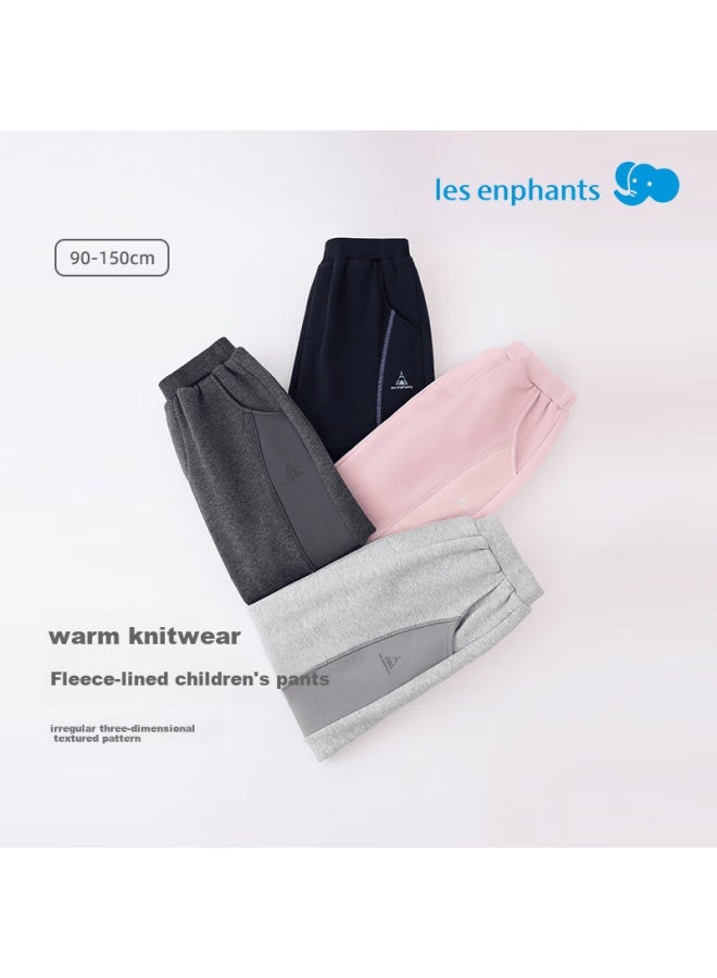 Les enphants Liyingfang Thick Fleece-lined Boys' Casual Pants Vintage Dark Gray 100 CM - Image 1