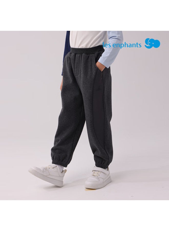 Les enphants Liyingfang Thick Fleece-lined Boys' Casual Pants Vintage Dark Gray 100 CM - Image 4