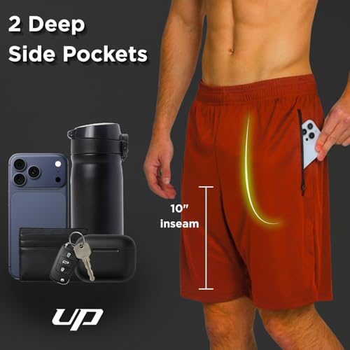 Ultra Performance Mens 5 Pack Athletic Running Shorts, Loose fit Basketball Gym Workout Shorts for Men with Zippered Pockets - Image 2