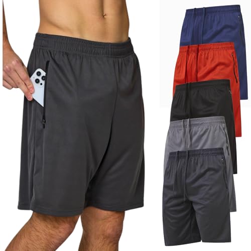 Ultra Performance Mens 5 Pack Athletic Running Shorts, Loose fit Basketball Gym Workout Shorts for Men with Zippered Pockets - Image 1