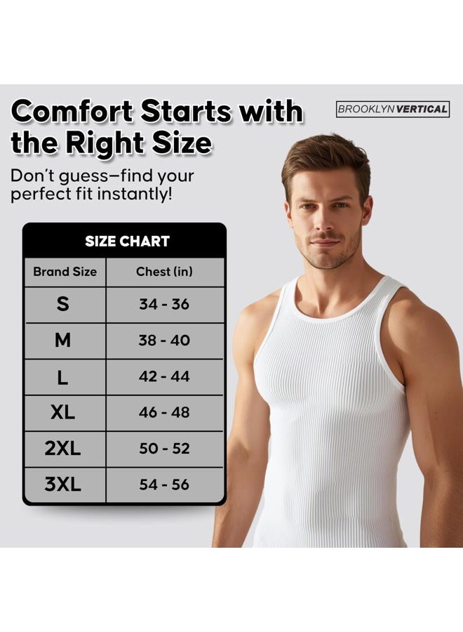 BROOKLYN VERTICAL Mens 6-Pack Tank Tops | Moisture-Wicking Ribbed Lightweight Undershirts, Black, M - Image 4