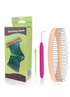 Sock Knitting Looms, Oval Shape Loom Set, Includes 32 Hooks Medium Loom, Knit Hook and Sewing Needles, for Ladies, Men, Kids Babies Socks, Stationary Maker