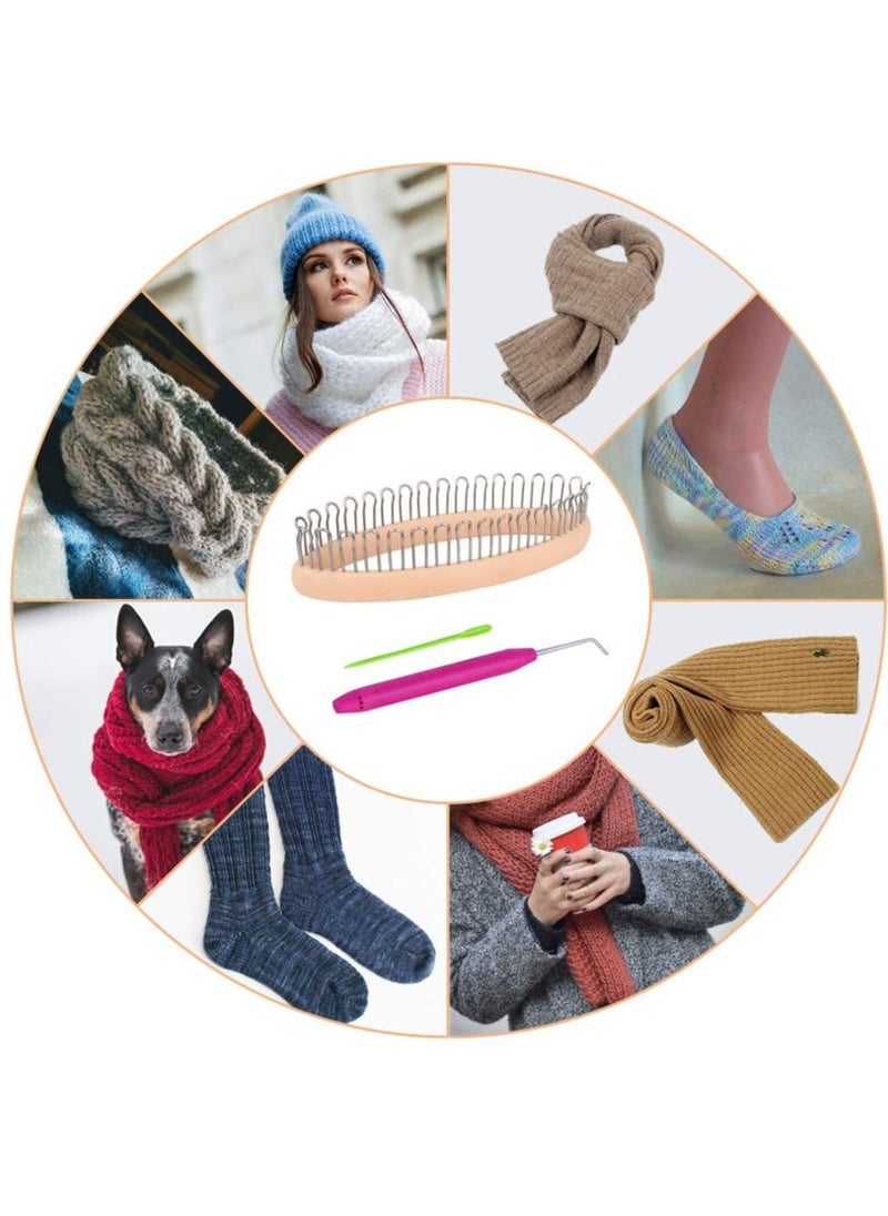Y&D - Sock Knitting Looms, Oval Shape Loom Set, Includes 32 Hooks Medium Loom, Knit Hook and Sewing Needles, for Ladies, Men, Kids Babies Socks, Stationary Maker - Image 1