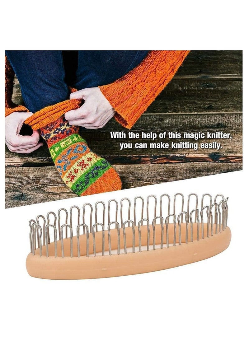 Y&D - Sock Knitting Looms, Oval Shape Loom Set, Includes 32 Hooks Medium Loom, Knit Hook and Sewing Needles, for Ladies, Men, Kids Babies Socks, Stationary Maker - Image 1