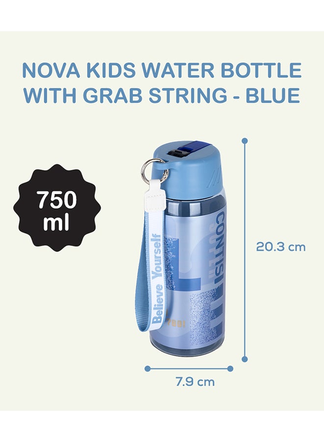 Nova kids زجاجة ماء مع حبل حمل 750 مل - أزرق - Image 4