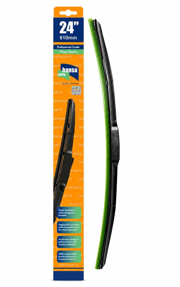 HANSA 24 Inch (610mm) Universal Windshield Wiper Blade for Cars, Silicone Compound Wiper Blade, All Weather Front Windshield Cleaner, Rain Snow Dust Removal, Quiet Streak-Free Performance, Universal Fit Replacement Wiper Blade for Clear Driving Visibility  WP 10228. - Image 1