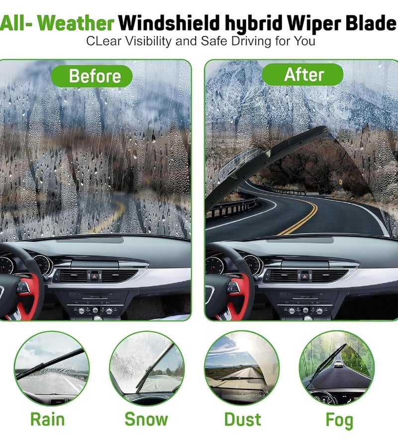HANSA 24 Inch (610mm) Universal Windshield Wiper Blade for Cars, Silicone Compound Wiper Blade, All Weather Front Windshield Cleaner, Rain Snow Dust Removal, Quiet Streak-Free Performance, Universal Fit Replacement Wiper Blade for Clear Driving Visibility  WP 10228. - Image 4