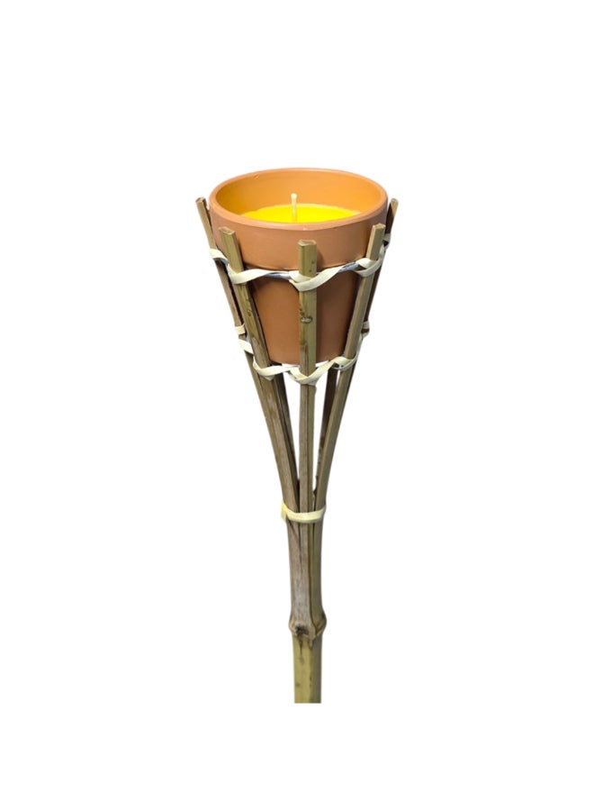 LUANCE Elegant Terracotta Pot Citronella Candle with Torch Brown 77 x 9 x 9 cm 85033320 - Image 3