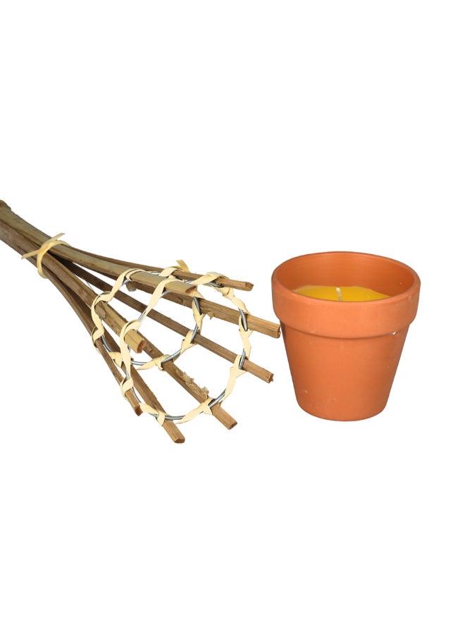 LUANCE Elegant Terracotta Pot Citronella Candle with Torch Brown 77 x 9 x 9 cm 85033320 - Image 2