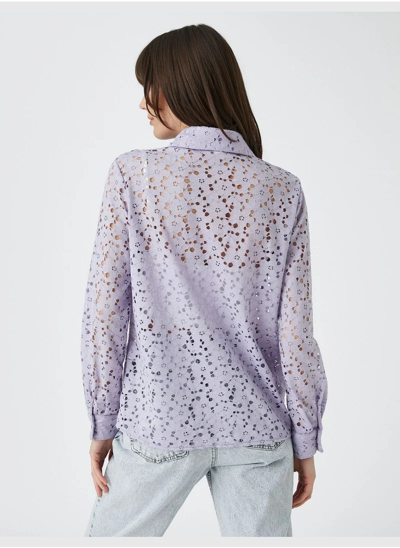 KOTON Floral Brode Long Sleeve shirt