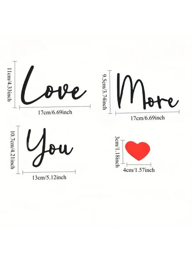 Golden Wooden Wall Art Love You More Red Heart Rustic Home Decor for Living Room Bedroom - Image 3