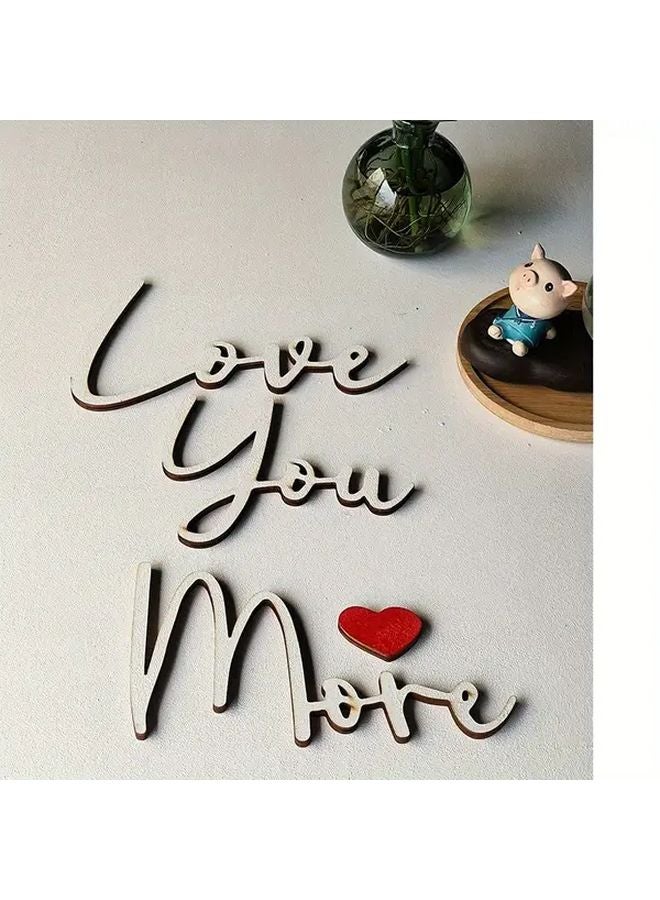 Golden Wooden Wall Art Love You More Red Heart Rustic Home Decor for Living Room Bedroom - Image 4