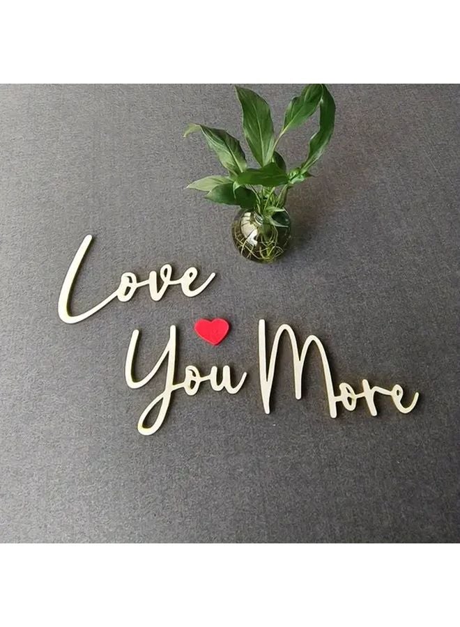 Golden Wooden Wall Art Love You More Red Heart Rustic Home Decor for Living Room Bedroom - Image 5