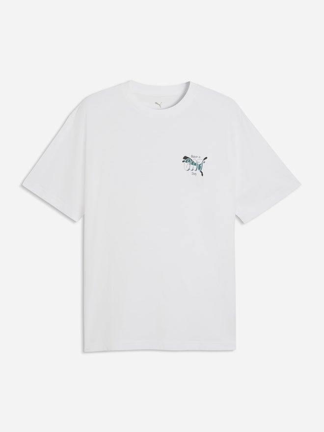 PUMA Men White Graphic Print Relaxed Fit T-Shirt - Image 1
