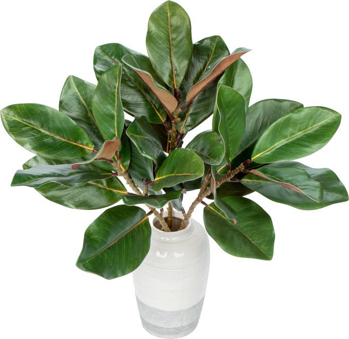 FAUX MAGNOLIA BRANCHES 22 INCHES ARTIFICIAL LEAVES STEMS FAUX GREENERY FOR HOME BATHROOM TABLE VASE FARMHOUSE DECOR DARK GREEN PACK OF 3