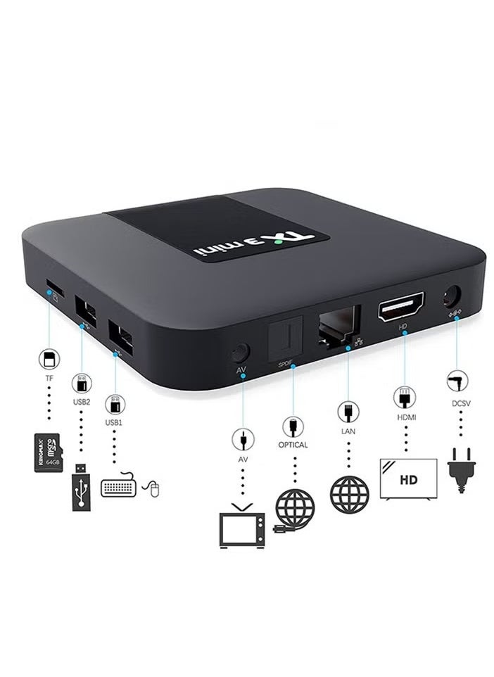 Generic TX3 Mini 2GB RAM + 16GB ROM, Android 11.0 2.4/5G Dual WiFi Set Top Box Black  - Image 3