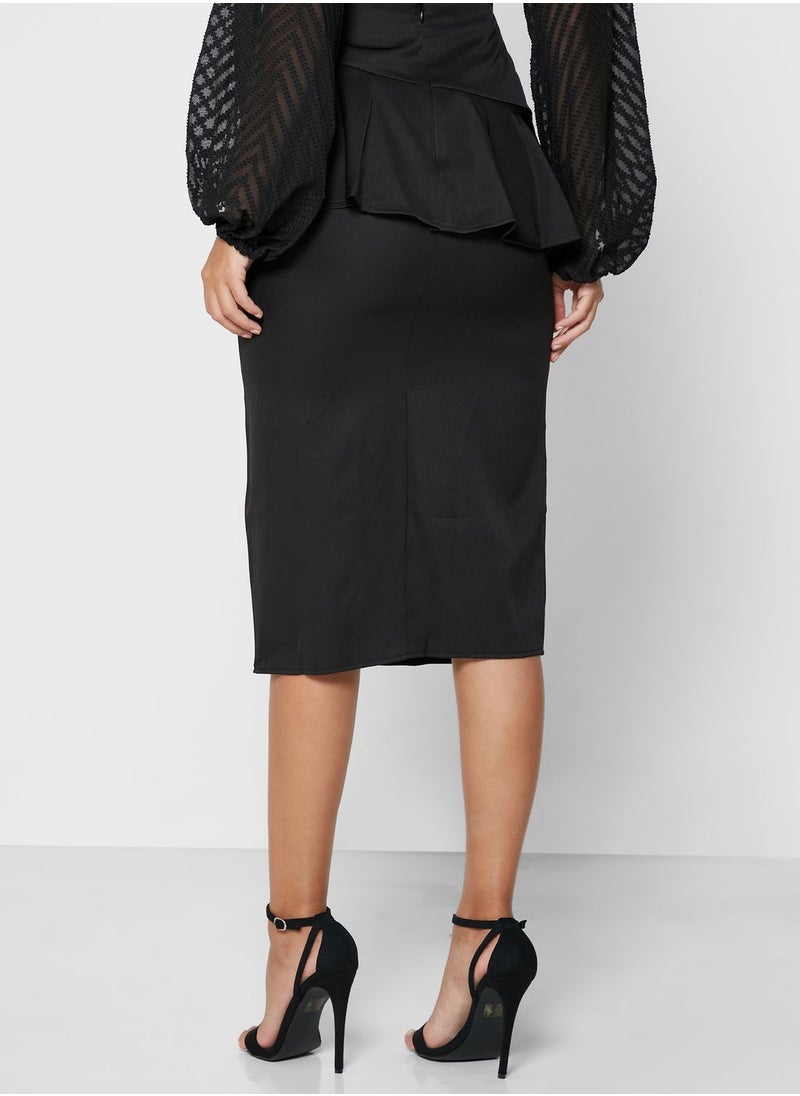 ELLA - Peplum Slit Skirt - Image 1