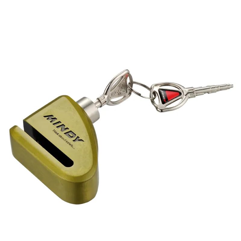 Linist قفل قرص الدراجة المضاد للسرقة من لينست ميني الثقيل - قفل قرص العجلات من سبائك الزنك للدراجات النارية/الدراجات الهوائية - قفل صغير مع مفتاح، مقاوم للماء، مضاد للحفر، مضاد للمنشار، مضاد للفتح، قفل أمان، ذهبي - Image 4