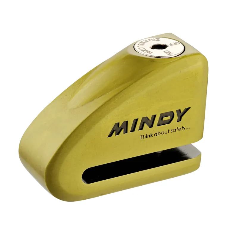 Linist قفل قرص الدراجة المضاد للسرقة من لينست ميني الثقيل - قفل قرص العجلات من سبائك الزنك للدراجات النارية/الدراجات الهوائية - قفل صغير مع مفتاح، مقاوم للماء، مضاد للحفر، مضاد للمنشار، مضاد للفتح، قفل أمان، ذهبي - Image 2