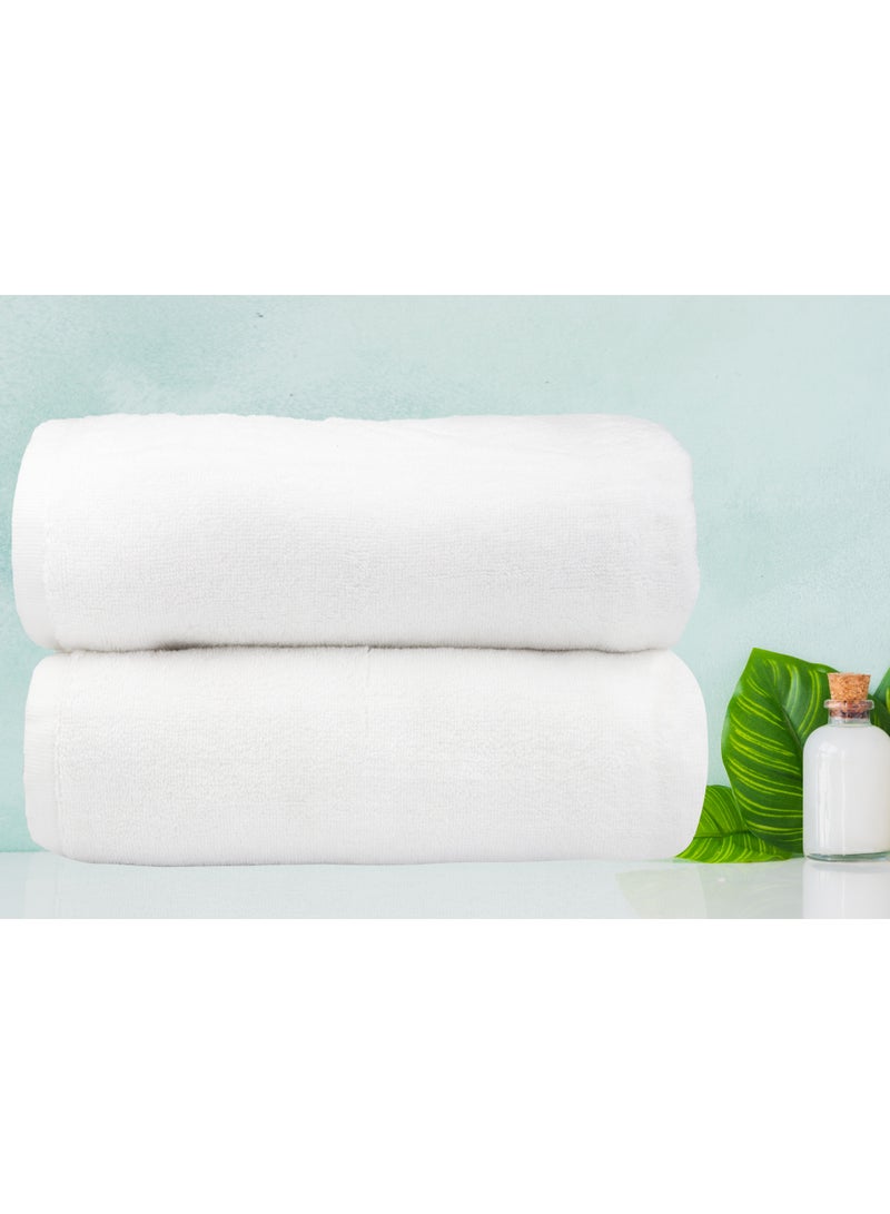 Bliss Casa Bliss Casa Indigo Bath Sheets - 600 GSM Large Bathroom Towels Super Absorbent and Soft Hotel Quality Bathsheets, Ideal for Use in Hotels and Restaurants (White, 90X180 CM - 2PC)  - Image 5