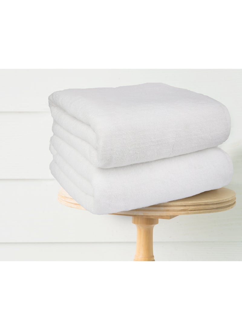 Bliss Casa Bliss Casa Indigo Bath Sheets - 600 GSM Large Bathroom Towels Super Absorbent and Soft Hotel Quality Bathsheets, Ideal for Use in Hotels and Restaurants (White, 90X180 CM - 2PC)  - Image 3