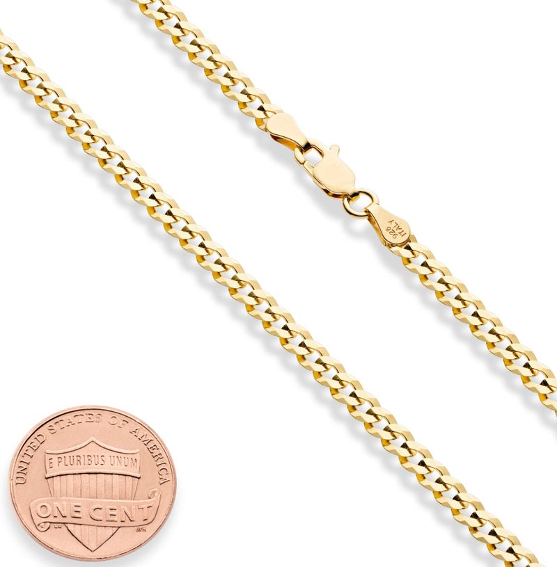 Miabella Italian 18K Gold Plated 925 Sterling Silver 3.5mm Diamond-Cut Cuban Link Curb Chain Necklace for Women Men, Made in Italy (Length 20 Inches) - Image 2