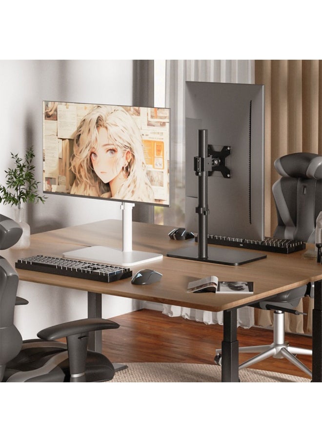 Monitor Desktop Stand with Metal Base for 14-43 inch Monitors,Height Adjustable Single Screen Arm Mount,Up to 15 KG, Adjustable Motion Tilt/Swivel/Rotation, VESA 75/100mm