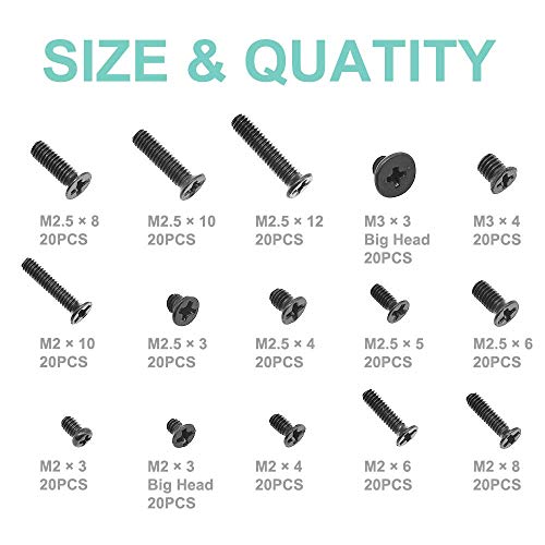 Laprite 300 PCs Laptop Notebook Computer Replacement Screws Kit for Lenovo, Toshiba, Gateway, Samsung, HP, IBM, Dell, Sony, Acer, Asus, SSD Hard Disk SATA - Image 2