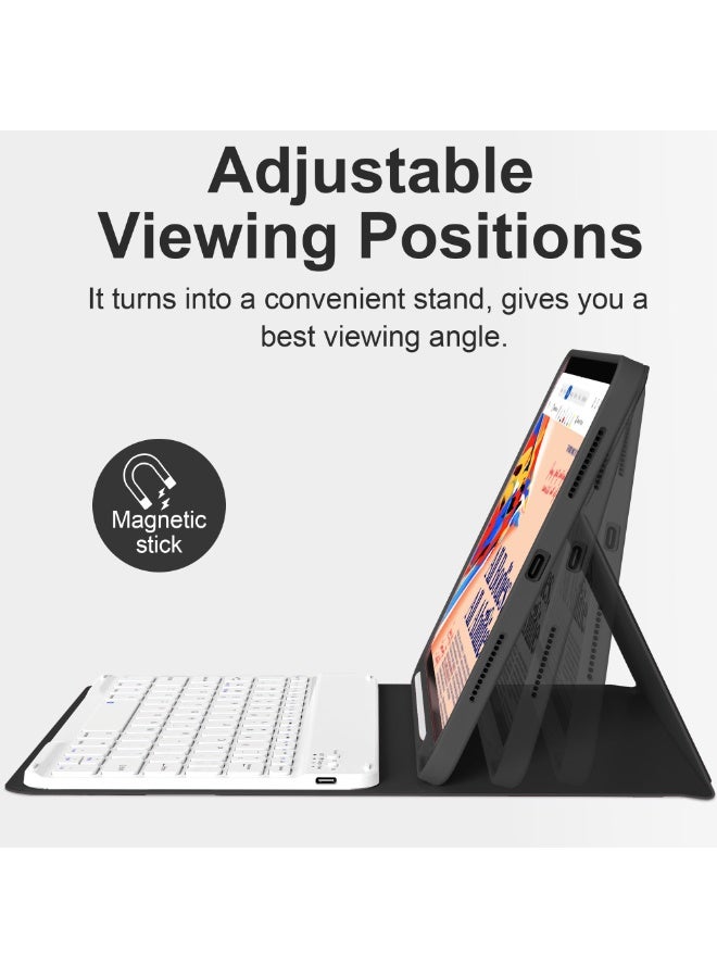 غطاء ولوحة مفاتيح لأيباد الجيل الحادي عشر/العاشر، غطاء ١١ إنش لـ A16 و١٠.٩ إنش لأيباد ١٠ (٢٠٢٥/٢٠٢٢) مع حامل للقلم ولوحة مفاتيح لاسلكية وغطاء ناعم خفيف الوزن بتفعيل/إيقاف تلقائي (أسود) - Image 5