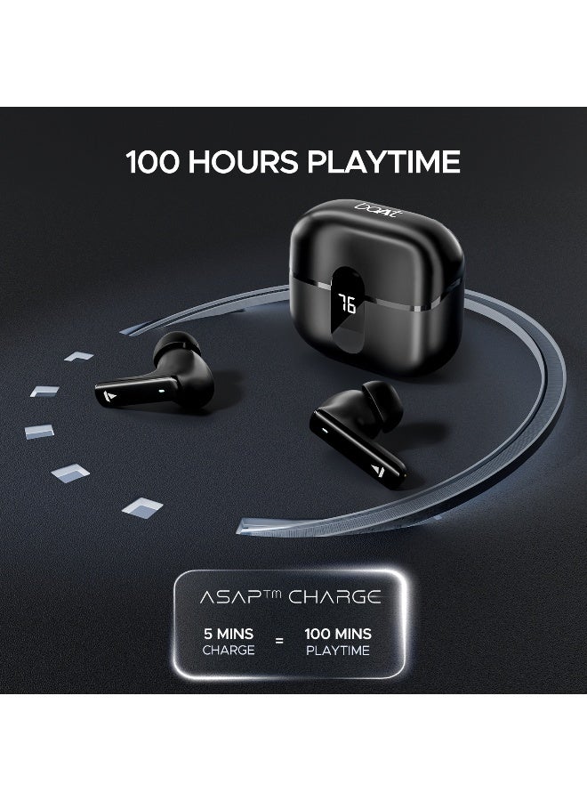 boAt Airdopes 121 Pro Plus,100H Battery,4Mics ENx,Low Latency,Fast Charge, LED Display, Stream Ad Free Music via App Support, Bluetooth in Ear Earbuds, TWS Ear Buds Wireless Earphones with mic Black - Image 2