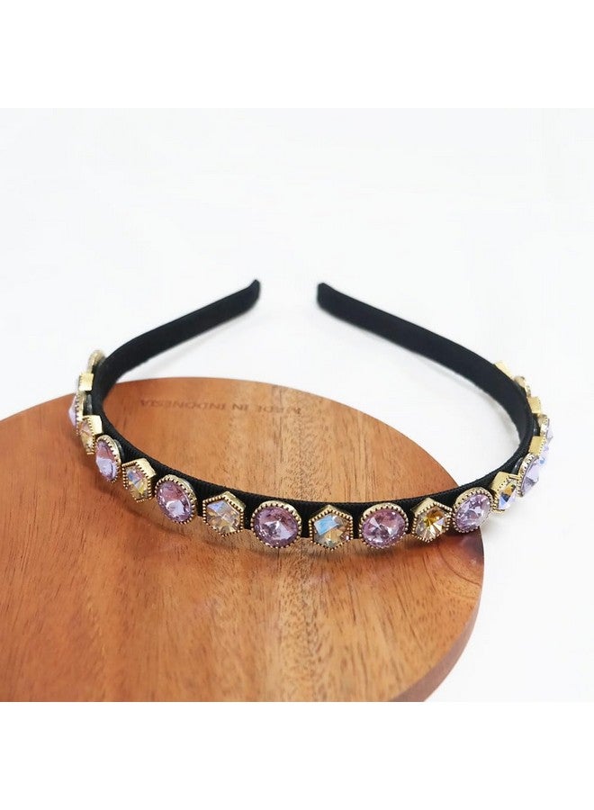 GETACOTA 2 Pcs Rhinestones Headbands For Women Crystal Beaded Thin Hair Hoop Colorful Sparkly Shiny Hair Bands Glitter Fashion Nonslip Hair Accessories For Girl (Cry2P_03) - Image 3