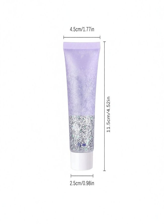 Maykawe Chunky Glitter Gel Glitter Body Gel Festival Glitter Cosmetic Face Hair Nails Makeup Mermaid Sequins Liquid Eyeshadow Long Lasting Sparkling 50 ml (#06 White) - Image 3